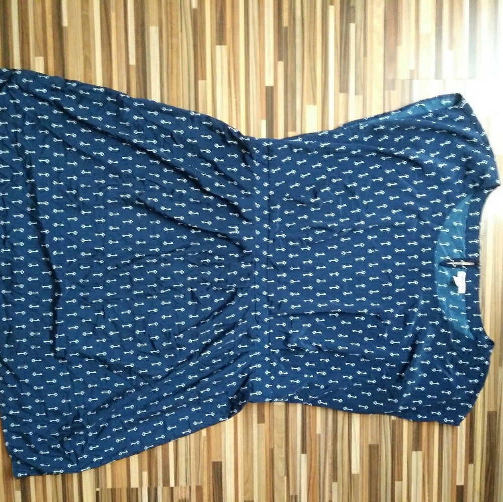 OLD NAVY Navy Blue Skeleton Key Print Dress Lined